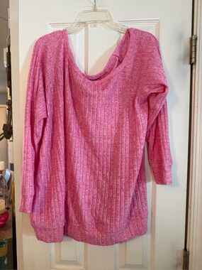 Torrid Pink Ribbed Off-the-Shoulder Sweater